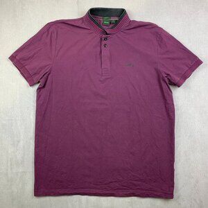 Hugo Boss Mens Shirt 2XL (Fits XL) Purple Polo Regular Fit Stretch Cotton Luxury